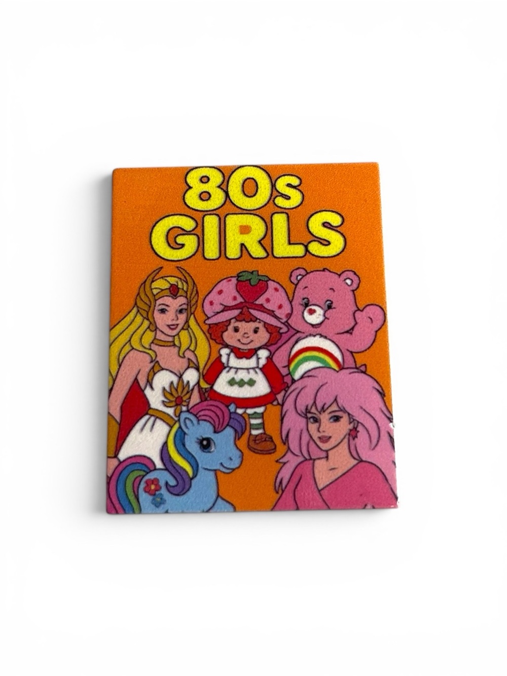 80s Girls Retro PopSocket- Orange Background with Pink, Yellow & Blue Characters